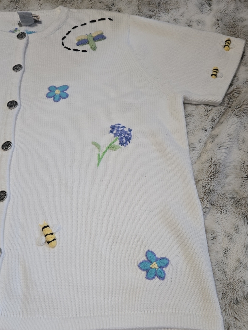 Vintage Embroidered Flower & Insect Cardigan - Picture 7 of 9